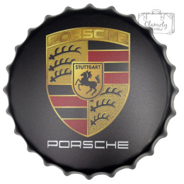 Kapsel Blaszany 40CM Black Logo Porsche Super Car Dekoracja Na Ścianę