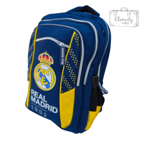 Plecak Szkolny Sportowy Niebiesko Żółty Real Madryt Trójkomorowy Na Suwak