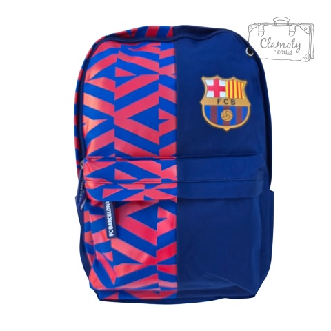 Plecak Szkolny Sportowy Niebiesko Czerwony Barcelona Trójkomorowy Na Suwak