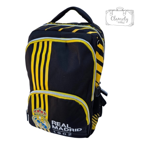 Plecak Szkolny Sportowy Czarno Żółty Real Madryt Trójkomorowy Na Suwak