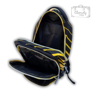 Plecak Szkolny Sportowy Czarno Żółty Real Madryt Trójkomorowy Na Suwak