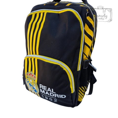 Plecak Szkolny Sportowy Czarno Żółty Real Madryt Trójkomorowy Na Suwak