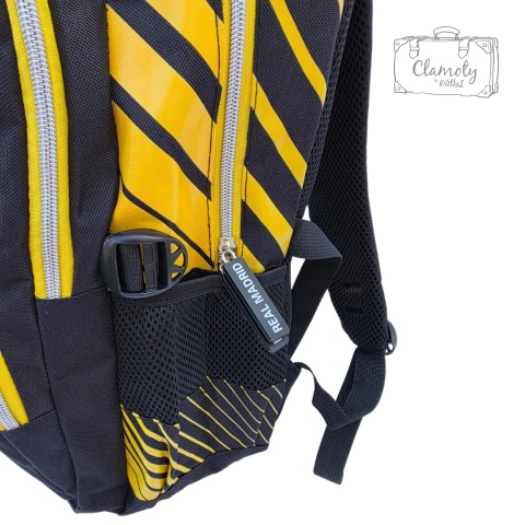 Plecak Szkolny Sportowy Czarno Żółty Real Madryt Trójkomorowy Na Suwak