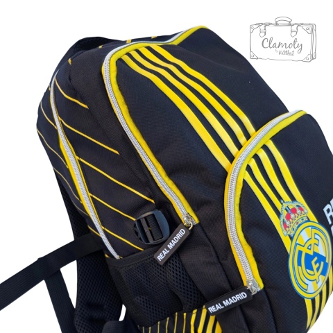 Plecak Szkolny Sportowy Czarno Żółty Real Madryt Trójkomorowy Na Suwak