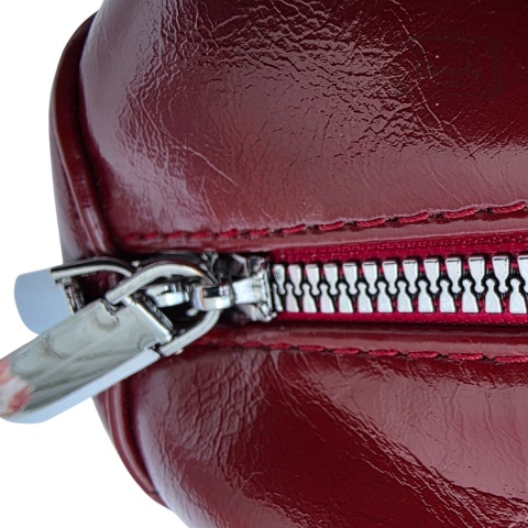 Torba Damska Torebka Vintage Na Suwak Ekoskóra Bordowa Wstążki