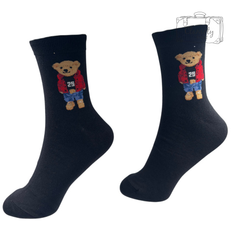 Skarpetki Męskie Długie Czarne w Misie Black Bear Miś 39-44