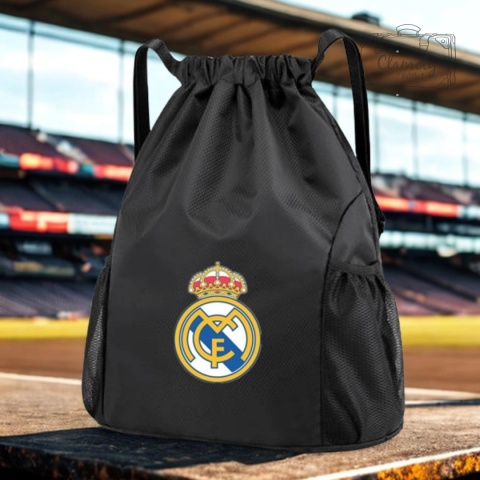 Worek Plecak Sportowy Piłkarski Czarny Real Madryt Do Szkoły Na Trening