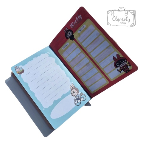 Zeszyt Notes Planner A5 W Twardej Okładce Ciemny Beż Kolorowe Kartki Labubu