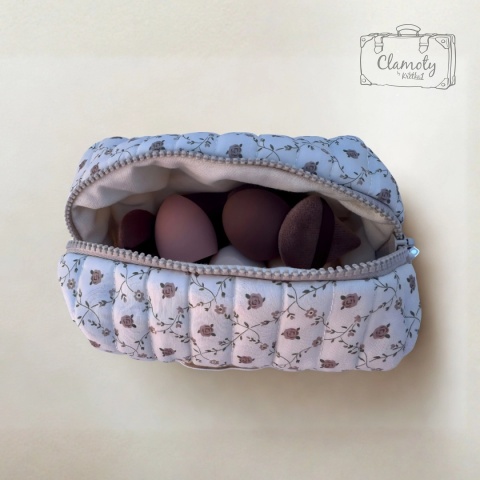 Kosmetyczka Na Zamek Damska Pikowana Beżowa Różyczki 20x10x10 cm