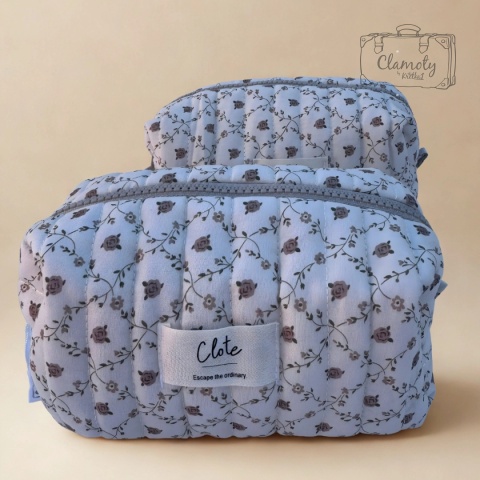 Kosmetyczka Na Zamek Damska Pikowana Beżowa Różyczki 20x10x10 cm