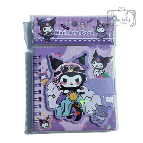 Mały Notes Notesik Kuromi Na Skuterze Fioletowy W Linie