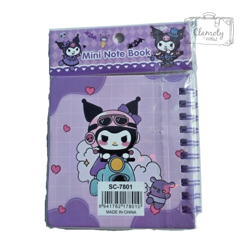 Mały Notes Notesik Kuromi Na Skuterze Fioletowy W Linie