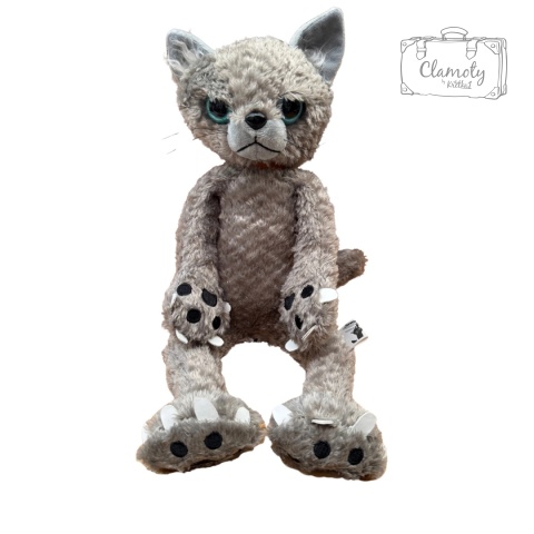 Maskotka Pluszowa Pluszak Przytulanka Wściekły Kot Jasno Szary 60cm