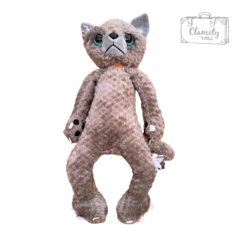 Maskotka Pluszowa Pluszak Przytulanka Wściekły Kot Jasno Szary 60cm