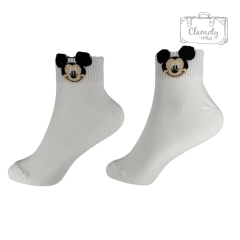 Skarpetki Skarpety Bawełniane Damskie Białe Do Kostki Myszka Mickey 36-40
