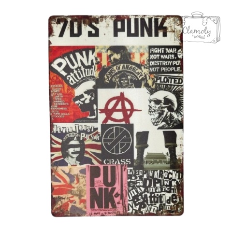Tablica Ozdobna Blacha 70's Punk Rock 20x30 cm Retro Vintage