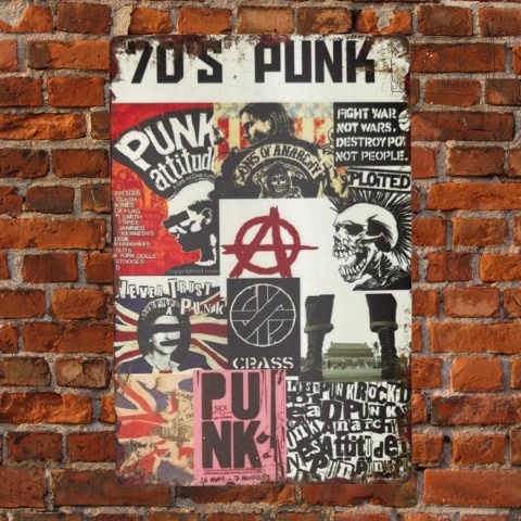 Tablica Ozdobna Blacha 70's Punk Rock 20x30 cm Retro Vintage