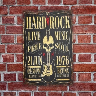 Tablica Ozdobna Blacha Hard Rock 20x30 cm Retro Vintage