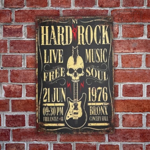 Tablica Ozdobna Blacha Hard Rock 20x30 cm Retro Vintage