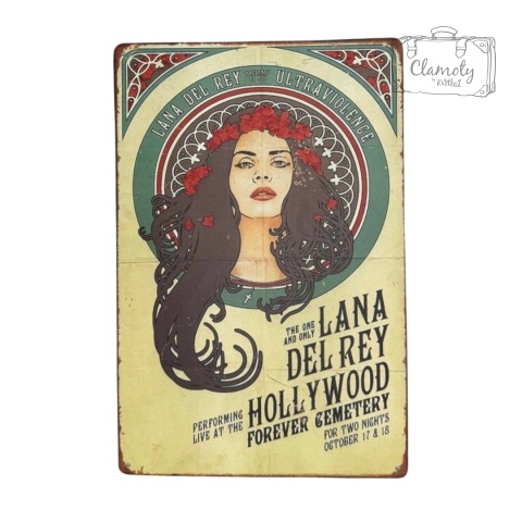Tablica Ozdobna Blacha Lana Del Rey Wianek 20x30 cm Retro Vintage