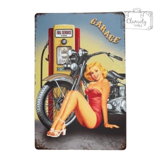 Tablica Ozdobna Blacha Garage Motor Dystrybutor 20x30 cm Retro Vintage