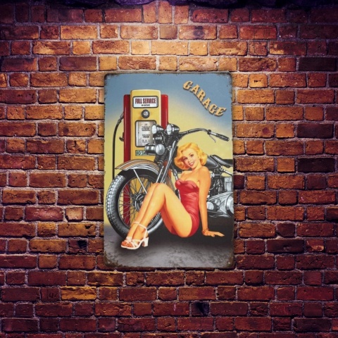 Tablica Ozdobna Blacha Garage Motor Dystrybutor 20x30 cm Retro Vintage