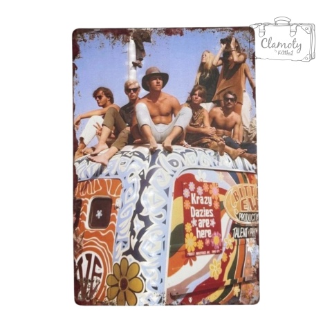 Tablica Ozdobna Blacha Hippie Krazy Dazies 20x30 cm Retro Vintage Dekoracja