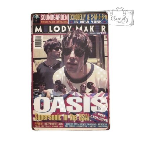 Tablica Ozdobna Blacha Zespół Oasis Rock 20x30 cm Retro Vintage