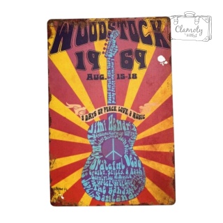 Tablica Ozdobna Blacha Woodstock 1969 20x30 cm Retro Vintage Metal Plakat