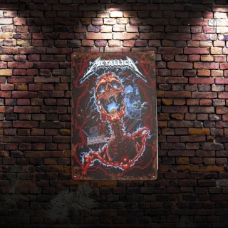 Tablica Ozdobna Blacha Metallica Czaszka 20x30 cm Retro Vintage Plakat