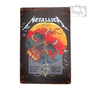 Tablica Ozdobna Blacha Metallica Czaszka Pioruny 20x30 cm Retro Vintage
