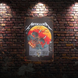 Tablica Ozdobna Blacha Metallica Czaszka Pioruny 20x30 cm Retro Vintage