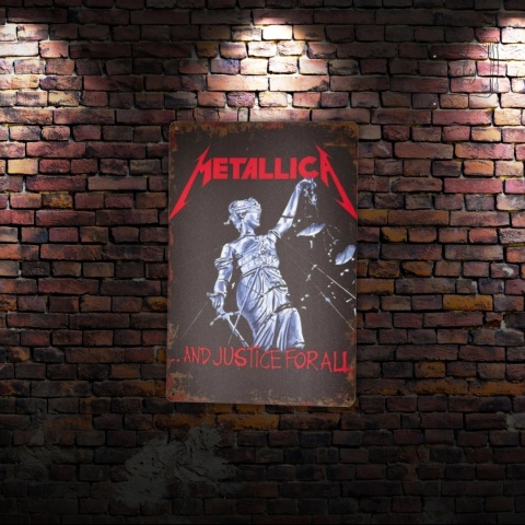 Tablica Ozdobna Blacha Metallica Justice 20x30 cm Retro Vintage Plakat