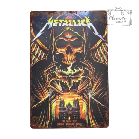 Tablica Ozdobna Blacha Metallica Czaszka Owad 20x30 cm Retro Vintage