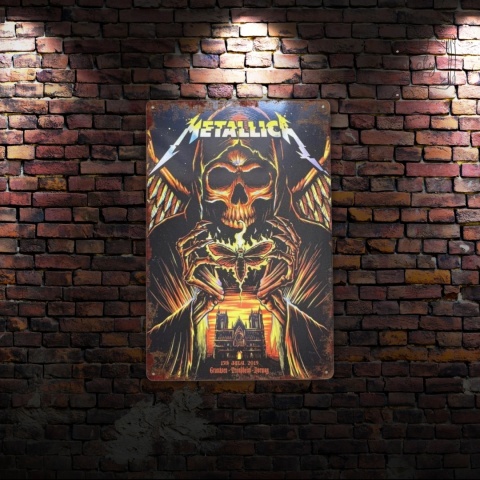 Tablica Ozdobna Blacha Metallica Czaszka Owad 20x30 cm Retro Vintage