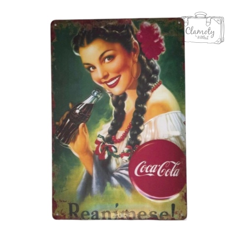 Tablica Ozdobna Blacha Coca Cola Kobieta 20x30 cm Retro Vintage Plakat