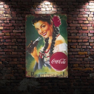 Tablica Ozdobna Blacha Coca Cola Kobieta 20x30 cm Retro Vintage Plakat