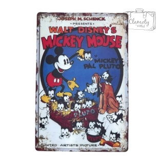 Tablica Ozdobna Blacha Mickey Mouse 20x30 cm Retro Vintage Plakat