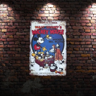 Tablica Ozdobna Blacha Mickey Mouse 20x30 cm Retro Vintage Plakat
