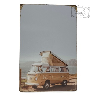 Tablica Ozdobna Blacha VW T2 Ogórek Camper Oldtimer 20x30 cm Retro Vintage