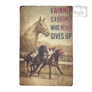 Tablica Ozdobna Blacha Horse Zawody Konne Wyścigi 20x30 cm Retro Vintage