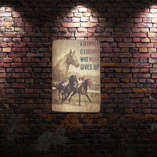 Tablica Ozdobna Blacha Horse Zawody Konne Wyścigi 20x30 cm Retro Vintage