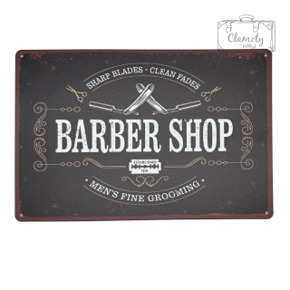 Tablica Ozdobna Blacha Barber Shop Fryzjer Dekoracja 20x30 cm Retro Vintage