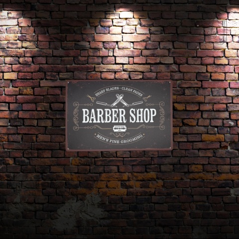 Tablica Ozdobna Blacha Barber Shop Fryzjer Dekoracja 20x30 cm Retro Vintage