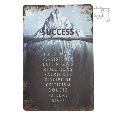 Tablica Ozdobna Blacha Success Motywacja Motto 20x30 cm Retro Vintage