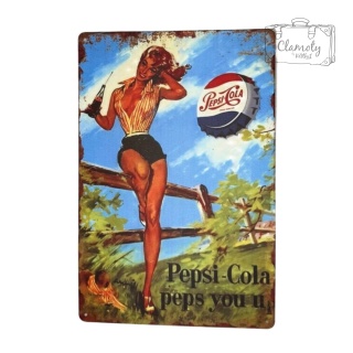 Tablica Ozdobna Blacha Pepsi Cola Kobieta 20x30 cm Retro Vintage Plakat
