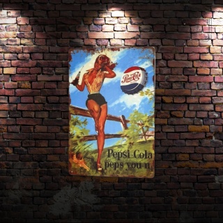 Tablica Ozdobna Blacha Pepsi Cola Kobieta 20x30 cm Retro Vintage Plakat