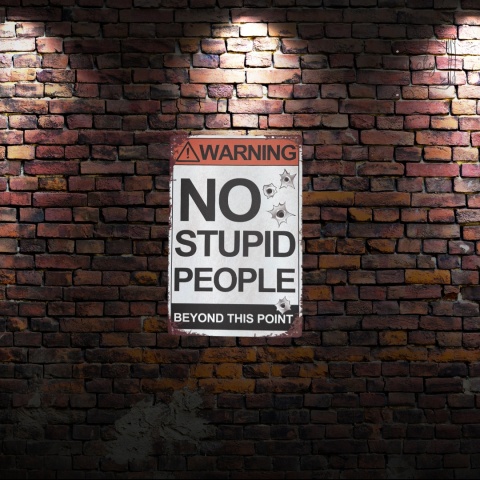 Tablica Ozdobna Blacha Warning No Stupid People 20x30 cm Retro Vintage
