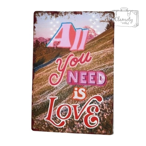 Tablica Ozdobna Blacha All You Need Is Love 20x30 cm Retro Vintage Plakat