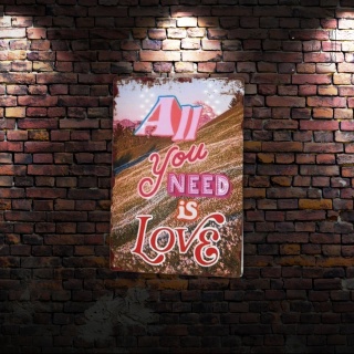 Tablica Ozdobna Blacha All You Need Is Love 20x30 cm Retro Vintage Plakat